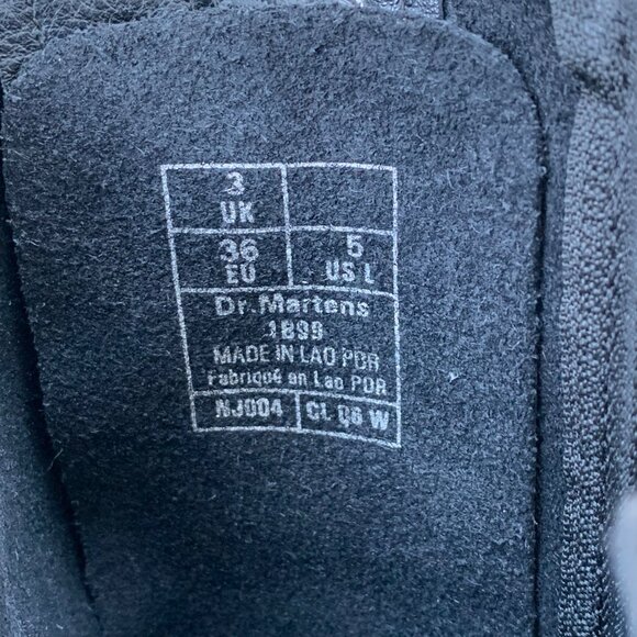 DR DOC MARTENS 14 Eyelet Boots Womens 5 EU 36 Black Leather Mid Calf Lace Up - Picture 9 of 10